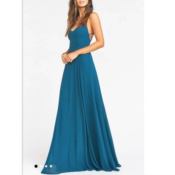 NEW Show Me Your MuMu Godshaw Goddess Gown Deep Jade Chiffon Size Medium - Picture 3 of 8